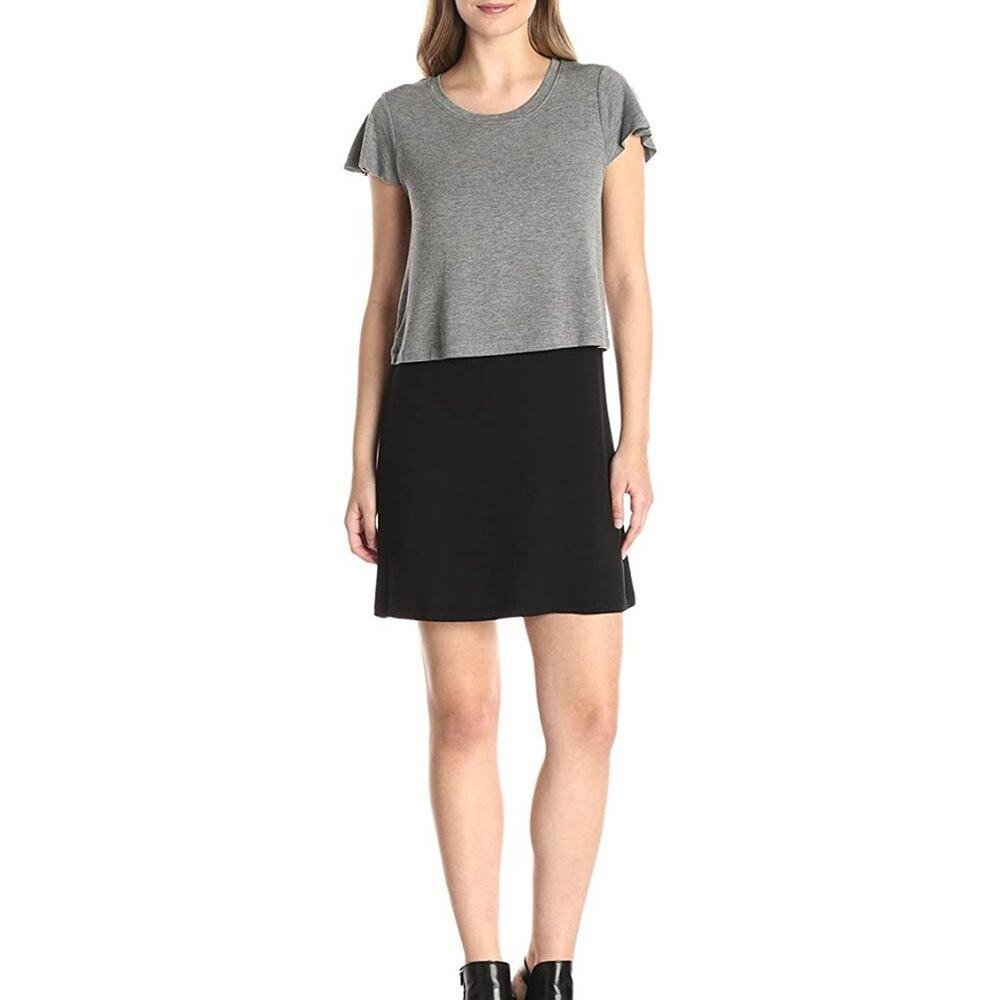 NWT Kensie Gray Black Jersey Dress Small